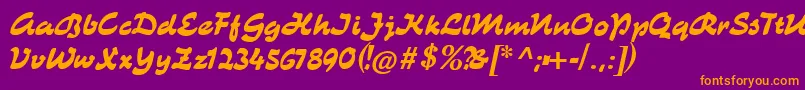 Catkurier-Schriftart – Orangefarbene Schriften auf violettem Hintergrund