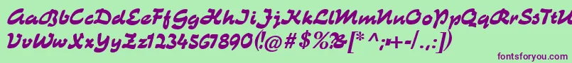 Catkurier-fontti – violetit fontit vihreällä taustalla