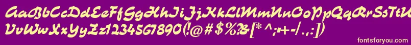 フォントCatkurier – 紫の背景に黄色のフォント