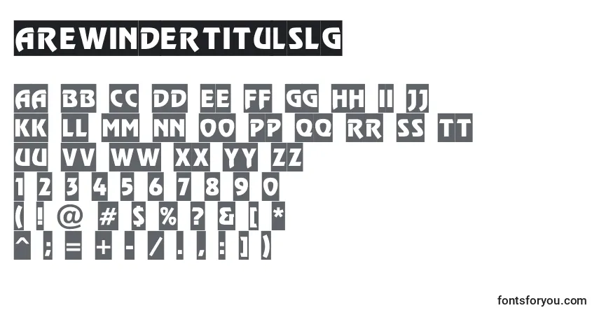 A fonte ARewindertitulslg – alfabeto, números, caracteres especiais