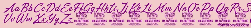 フォントEbbingPersonalUseOnly – ピンクの背景に紫のフォント