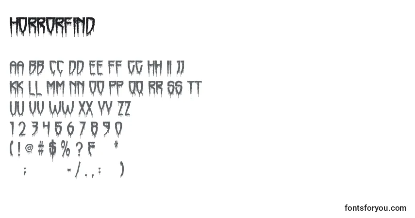 Czcionka Horrorfind – alfabet, cyfry, specjalne znaki