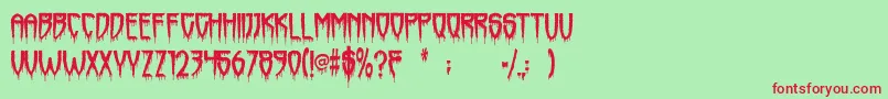 Horrorfind-Schriftart – Rote Schriften auf grünem Hintergrund