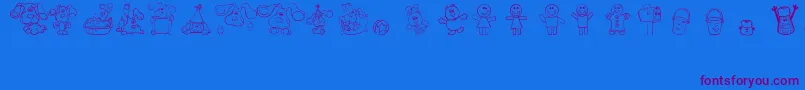 フォントBluesClues – 紫色のフォント、青い背景