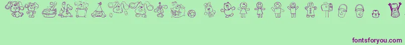 BluesClues Font – Purple Fonts on Green Background