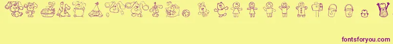BluesClues Font – Purple Fonts on Yellow Background