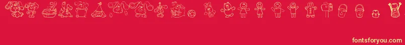 fuente BluesClues – Fuentes Amarillas Sobre Fondo Rojo