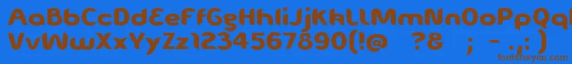 フォントEveIsabelle – 茶色の文字が青い背景にあります。