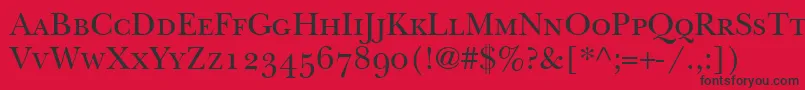 フォントBaskervilleSmallCapsSsiSmallCaps – 赤い背景に黒い文字