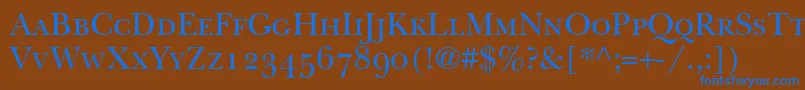 Fonte BaskervilleSmallCapsSsiSmallCaps – fontes azuis em um fundo marrom