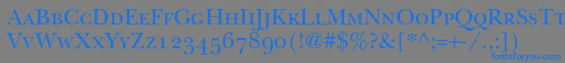 BaskervilleSmallCapsSsiSmallCaps-Schriftart – Blaue Schriften auf grauem Hintergrund