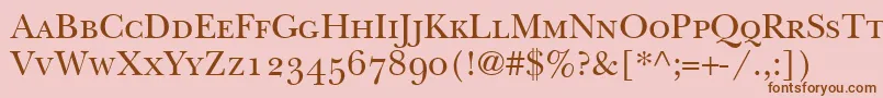 フォントBaskervilleSmallCapsSsiSmallCaps – ピンクの背景に茶色のフォント