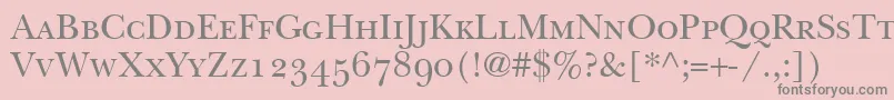 フォントBaskervilleSmallCapsSsiSmallCaps – ピンクの背景に灰色の文字