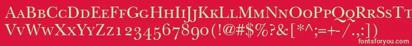 Fonte BaskervilleSmallCapsSsiSmallCaps – fontes verdes em um fundo vermelho