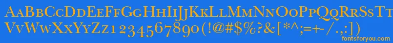 BaskervilleSmallCapsSsiSmallCaps Font – Orange Fonts on Blue Background