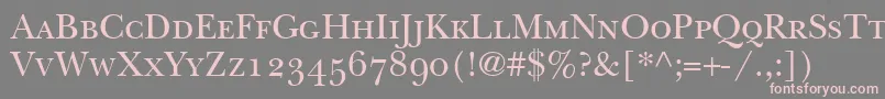 フォントBaskervilleSmallCapsSsiSmallCaps – 灰色の背景にピンクのフォント