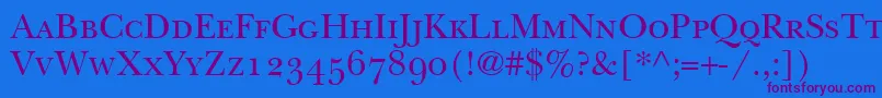 BaskervilleSmallCapsSsiSmallCaps-Schriftart – Violette Schriften auf blauem Hintergrund