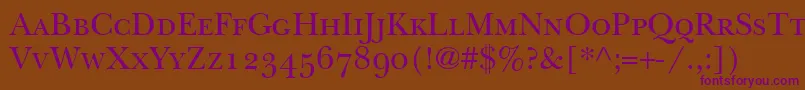 BaskervilleSmallCapsSsiSmallCaps Font – Purple Fonts on Brown Background