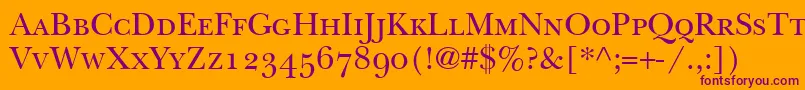 フォントBaskervilleSmallCapsSsiSmallCaps – オレンジの背景に紫のフォント