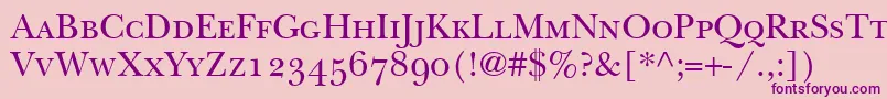 BaskervilleSmallCapsSsiSmallCaps-Schriftart – Violette Schriften auf rosa Hintergrund
