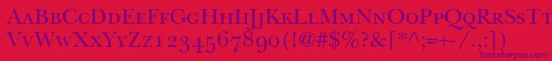 BaskervilleSmallCapsSsiSmallCaps-Schriftart – Violette Schriften auf rotem Hintergrund