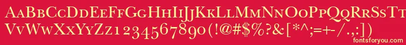 Fonte BaskervilleSmallCapsSsiSmallCaps – fontes amarelas em um fundo vermelho