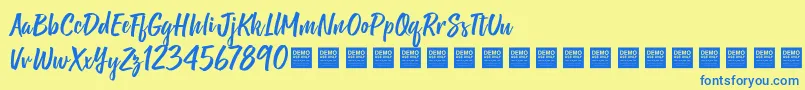 ShineBrightDemo Font – Blue Fonts on Yellow Background