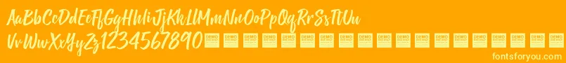 Шрифт ShineBrightDemo – жёлтые шрифты на оранжевом фоне