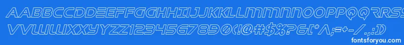 Singaporeslingoutital-Schriftart – Weiße Schriften auf blauem Hintergrund