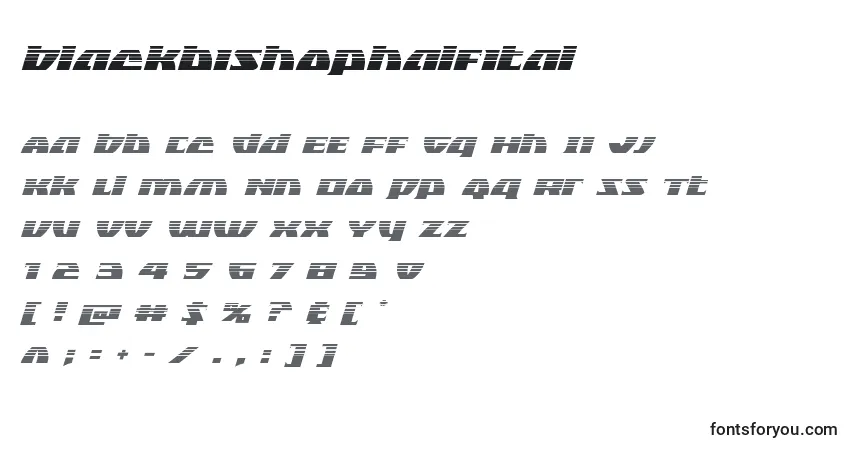 Fuente Blackbishophalfital - alfabeto, números, caracteres especiales