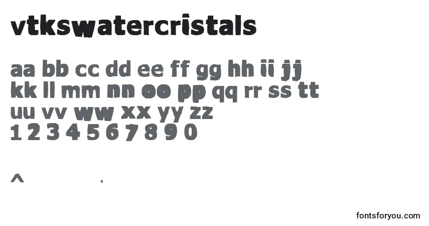 A fonte VtksWaterCristals – alfabeto, números, caracteres especiais