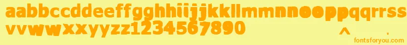 フォントVtksWaterCristals – オレンジの文字が黄色の背景にあります。