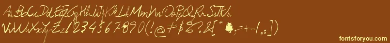 Prof.Jorge-fontti – keltaiset fontit ruskealla taustalla