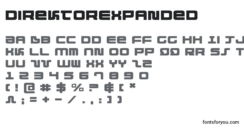 A fonte DirektorExpanded – alfabeto, números, caracteres especiais