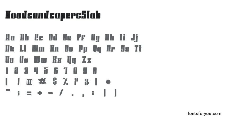 Schriftart HoodsandcapersSlab – Alphabet, Zahlen, spezielle Symbole