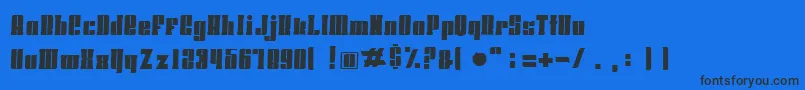 HoodsandcapersSlab-Schriftart – Schwarze Schriften auf blauem Hintergrund
