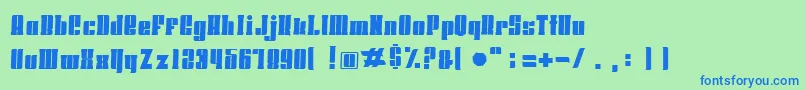 HoodsandcapersSlab-fontti – siniset fontit vihreällä taustalla