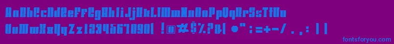 フォントHoodsandcapersSlab – 紫色の背景に青い文字