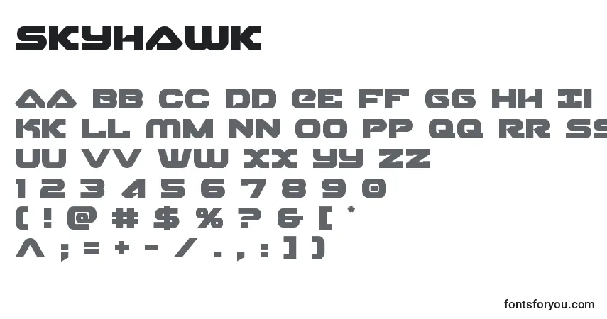 Skyhawk-fontti – aakkoset, numerot, erikoismerkit