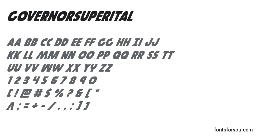 Schriftart Governorsuperital – Alphabet, Zahlen, spezielle Symbole