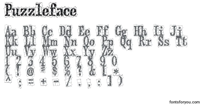 Schriftart Puzzleface – Alphabet, Zahlen, spezielle Symbole
