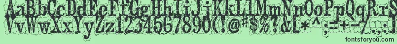 Puzzleface-Schriftart – Schwarze Schriften auf grünem Hintergrund