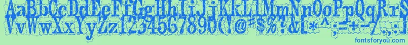 Puzzleface-Schriftart – Blaue Schriften auf grünem Hintergrund