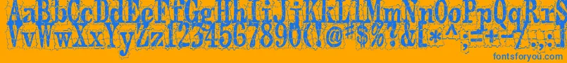 Puzzleface-Schriftart – Blaue Schriften auf orangefarbenem Hintergrund