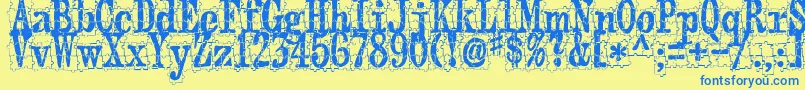 Puzzleface-Schriftart – Blaue Schriften auf gelbem Hintergrund