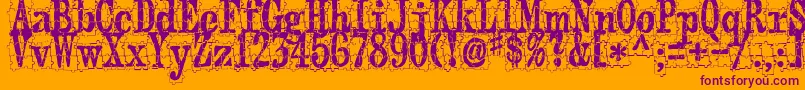 Puzzleface-Schriftart – Violette Schriften auf orangefarbenem Hintergrund