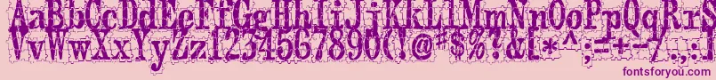 Puzzleface-Schriftart – Violette Schriften auf rosa Hintergrund