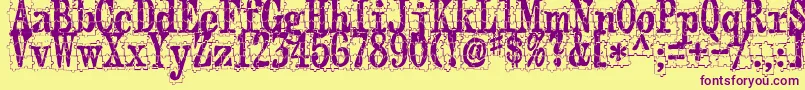 Puzzleface-Schriftart – Violette Schriften auf gelbem Hintergrund