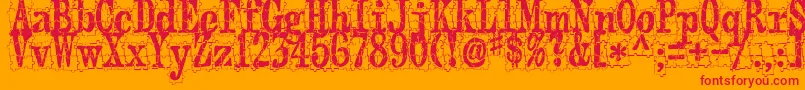 Puzzleface-Schriftart – Rote Schriften auf orangefarbenem Hintergrund