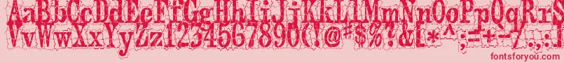 Puzzleface-Schriftart – Rote Schriften auf rosa Hintergrund